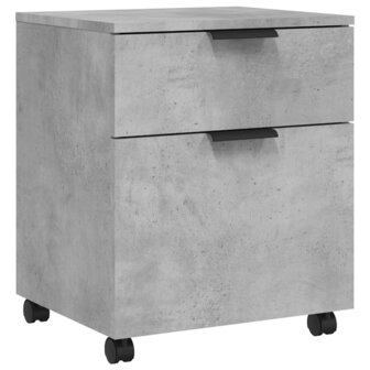 Dossierkast verrijdbaar 45x38x54 cm bewerkt hout betongrijs 2