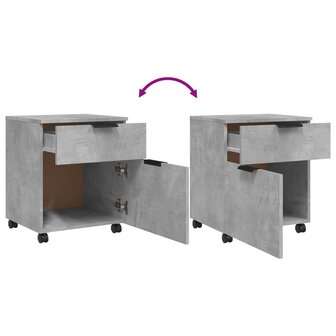 Dossierkast verrijdbaar 45x38x54 cm bewerkt hout betongrijs 6