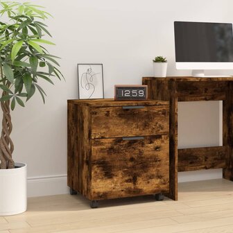 Dossierkast verrijdbaar 45x38x54 cm bewerkt hout gerookt eiken 1
