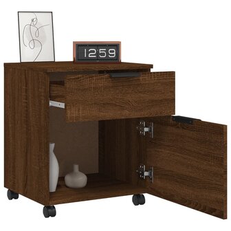 Dossierkast verrijdbaar 45x38x54 cm bewerkt hout bruineiken 8