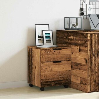 Dossierkast verrijdbaar 45x38x54cm bewerkt hout oud houtkleurig 3