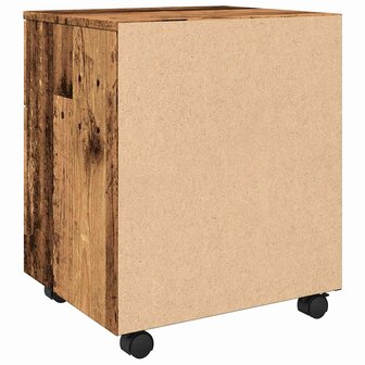 Dossierkast verrijdbaar 45x38x54cm bewerkt hout oud houtkleurig 7