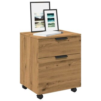 Dossierkast verrijdbaar 45x38x54 cm hout artisanaal eikenkleur 1