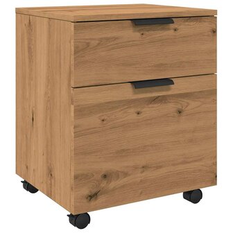Dossierkast verrijdbaar 45x38x54 cm hout artisanaal eikenkleur 2
