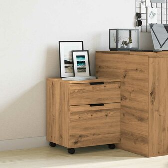 Dossierkast verrijdbaar 45x38x54 cm hout artisanaal eikenkleur 3