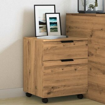 Dossierkast verrijdbaar 45x38x54 cm hout artisanaal eikenkleur 4