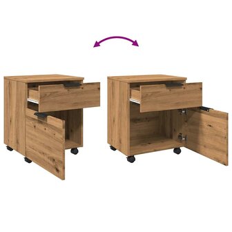 Dossierkast verrijdbaar 45x38x54 cm hout artisanaal eikenkleur 8