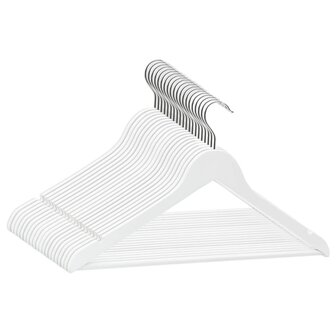 20-delige Kledinghangerset anti-slip hardhout wit 2