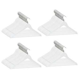 100-delige Kledinghangerset anti-slip hardhout wit 2