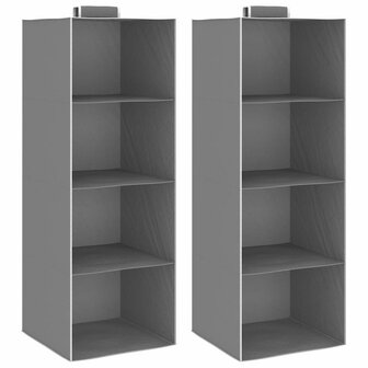 Kledingorganisers hangend 2 st met 4 schappen stof  1