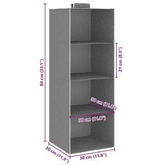 Kledingorganisers hangend 2 st met 4 schappen stof  9