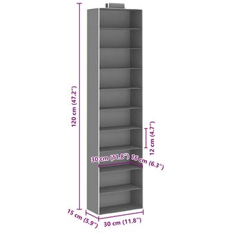Kledingorganisers hangend 2 st met 10 schappen stof 9
