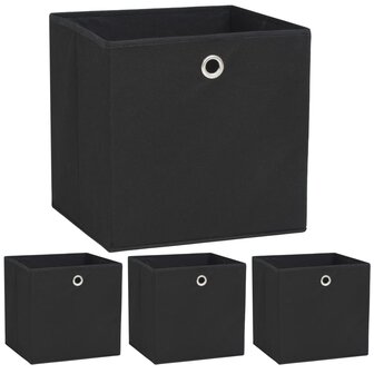 Opbergboxen 4 st 32x32x32 cm nonwoven stof zwart  1