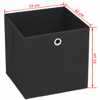 Opbergboxen 4 st 32x32x32 cm nonwoven stof zwart  7