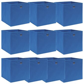 Opbergboxen 10 st 32x32x32 cm stof blauw 1