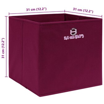 Opbergboxen 10 st 32x32x32 cm stof donkerrood 5
