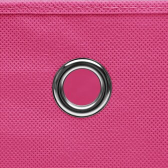 Opbergboxen met deksel 4 st 32x32x32 cm stof roze 5