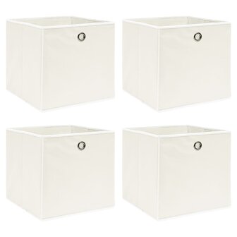 Opbergboxen 4 st 32x32x32 cm stof wit 1