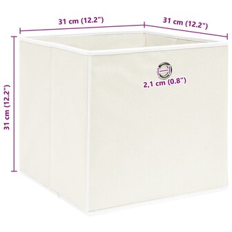 Opbergboxen 4 st 32x32x32 cm stof wit 5