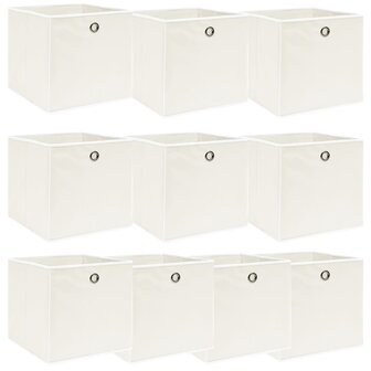 Opbergboxen 10 st 32x32x32 cm stof wit 1