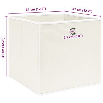 Opbergboxen 10 st 32x32x32 cm stof wit 5