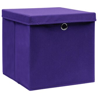  Opbergboxen met deksel 4 st 32x32x32 cm stof paars 2