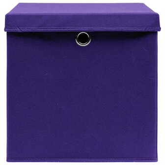  Opbergboxen met deksel 4 st 32x32x32 cm stof paars 4