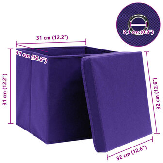 Opbergboxen met deksel 4 st 32x32x32 cm stof paars 6