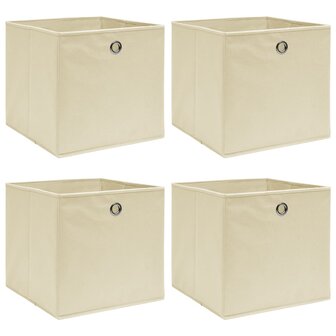Opbergboxen 4 st 32x32x32 cm stof cr&egrave;mekleurig 1