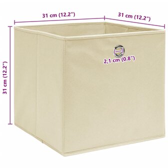 Opbergboxen 4 st 32x32x32 cm stof cr&egrave;mekleurig 5