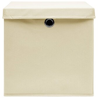  Opbergboxen met deksel 4 st 32x32x32 cm stof cr&egrave;mekleurig 4