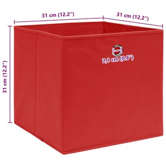 Opbergboxen 4 st 32x32x32 cm stof rood 5