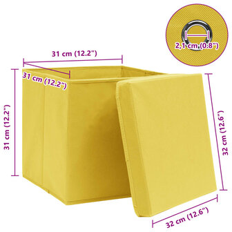 Opbergboxen met deksel 4 st 32x32x32 cm stof geel 6