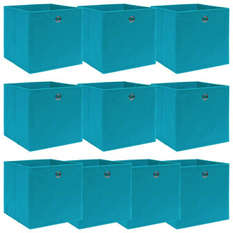 Opbergboxen 10 st 32x32x32 cm stof babyblauw 1