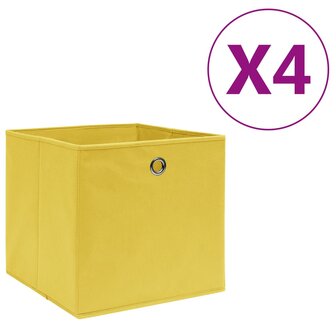 Opbergboxen 4 st 28x28x28 cm nonwoven stof geel 1