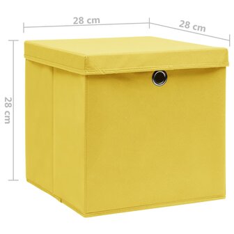 Opbergboxen met deksel 4 st 28x28x28 cm geel 6