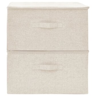 Opbergboxen 2 st 43x34x23 cm stof cr&egrave;mekleurig 3