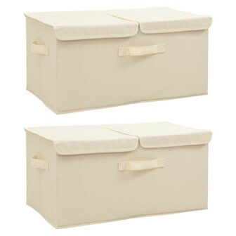Opbergboxen 2 st 50x30x25 cm stof cr&egrave;mekleurig 1