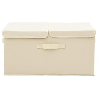 Opbergboxen 2 st 50x30x25 cm stof cr&egrave;mekleurig 2