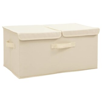 Opbergboxen 2 st 50x30x25 cm stof cr&egrave;mekleurig 5