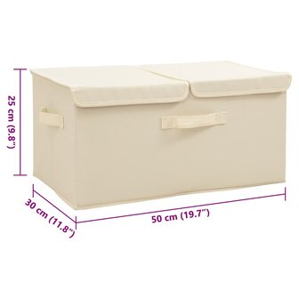 Opbergboxen 2 st 50x30x25 cm stof cr&egrave;mekleurig 9