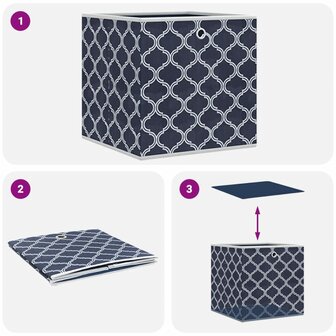 Opbergboxen 10 st inklapbaar 32x32x32 cm ongeweven stof blauw 8