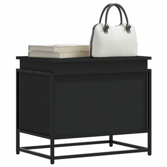 Opbergbox met deksel 60x40x51,5 cm bewerkt hout zwart 1