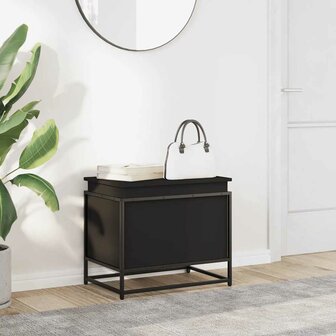 Opbergbox met deksel 60x40x51,5 cm bewerkt hout zwart 3