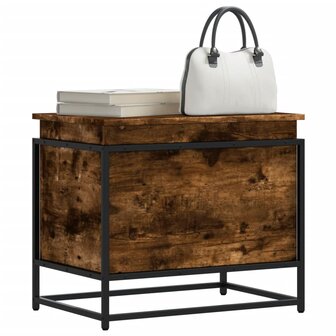 Opbergbox met deksel 60x40x51,5 cm bewerkt hout gerookt eiken 1