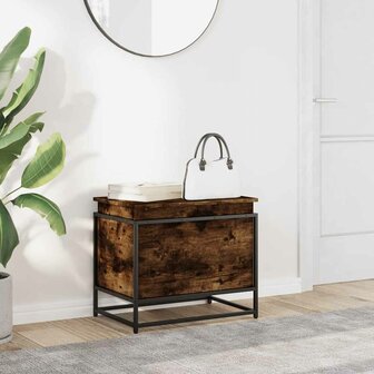 Opbergbox met deksel 60x40x51,5 cm bewerkt hout gerookt eiken 3
