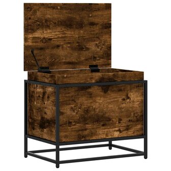 Opbergbox met deksel 60x40x51,5 cm bewerkt hout gerookt eiken 7