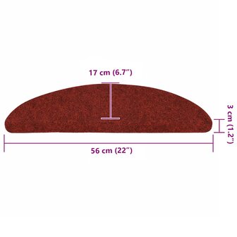 Trapmatten zelfklevend 5 st 56x17x3 cm naaldvilt rood 8