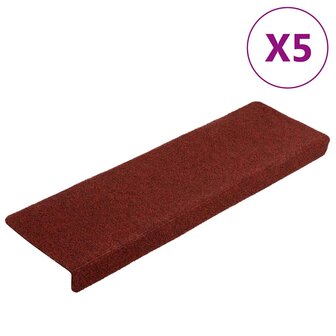 Trapmatten 5 st 65x21x4 cm naaldvilt bordeauxrood 1