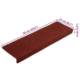 Trapmatten 10 st 65x21x4 cm naaldvilt bordeauxrood 8
